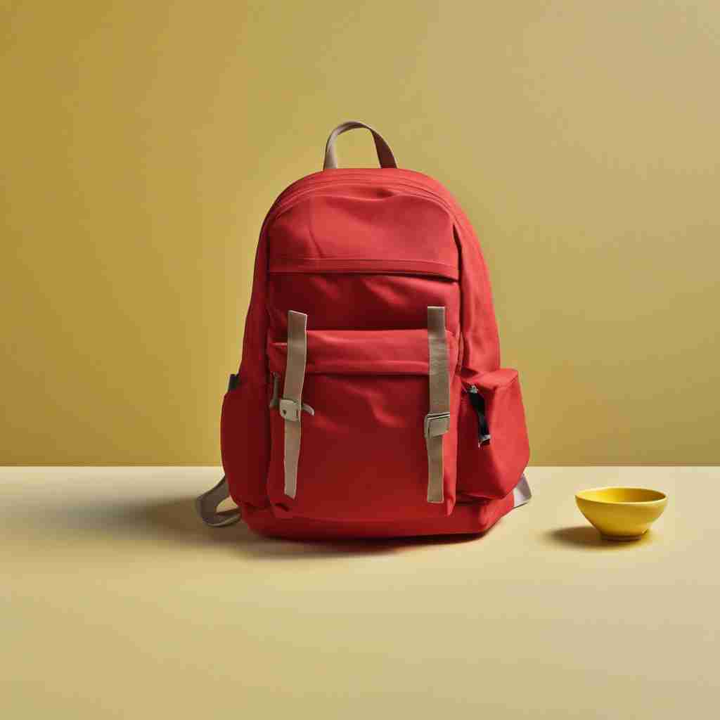 Red backpack and yellow bowl 2